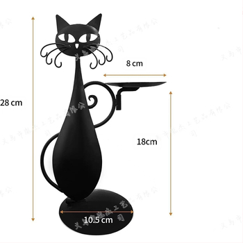 Μεταλλικό κηροπήγιο σε σχήμα γάτας, μοντέρνος μινιμαλιστικός σχεδιασμός, διακόσμηση για οικία και γραφείο
