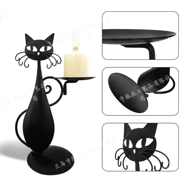Μεταλλικό κηροπήγιο σε σχήμα γάτας, μοντέρνος μινιμαλιστικός σχεδιασμός, διακόσμηση για οικία και γραφείο