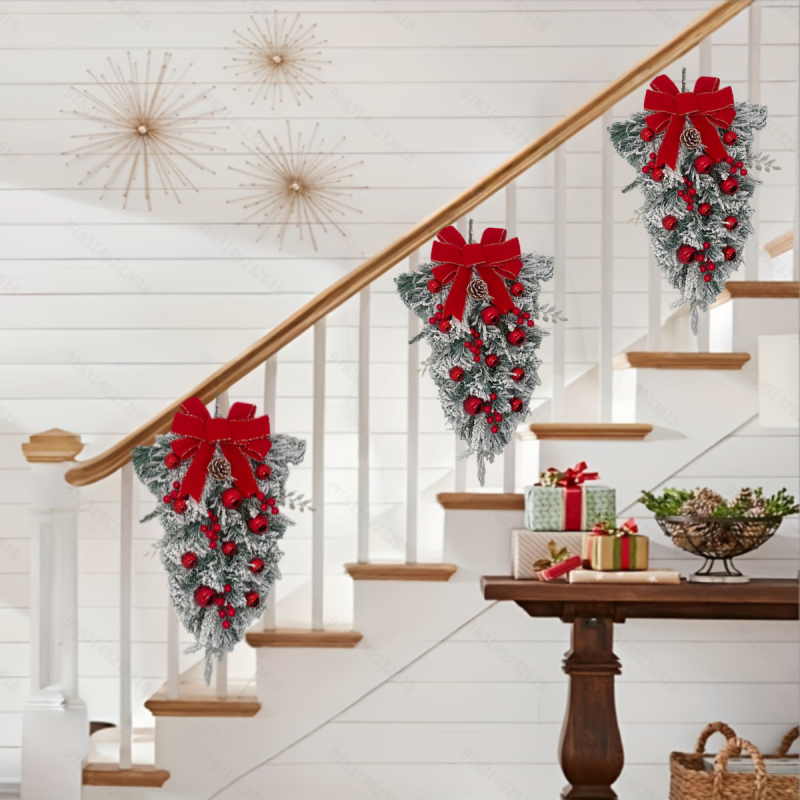 Plastikinė Kalėdų dekoratyvinė kamuolys su kaspinu laiptinėms ir vitrinoms, Kelly products, pakuotė Opp bag