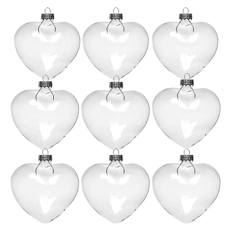 Стъклена сърцевидна висулка - запълваща се, изработена от издухано стъкло, коледна украса за дърво, прозрачно, Meilida