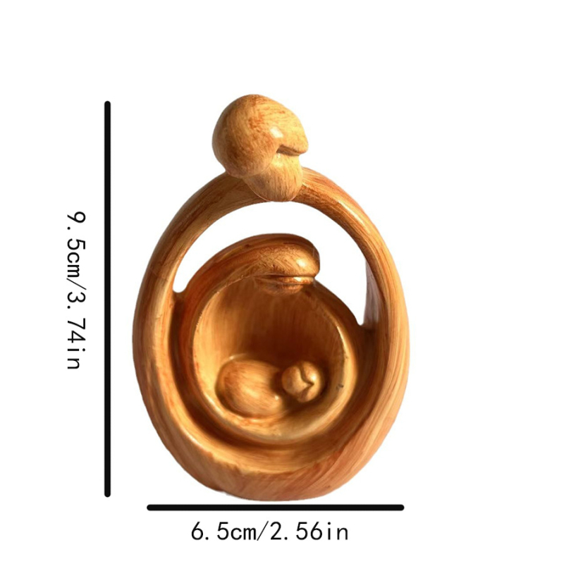 Sculptură din rășină pentru naștere — textură lemnoasă, design modern minimalist, ornament de birou pentru casă