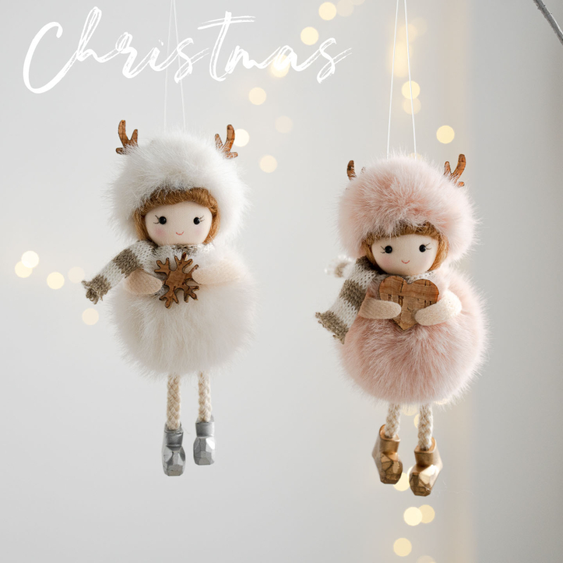 Плюшено ангелче за Коледно дърво – закачалка украса за дома, стил карикатура (Материал: плат; Марка: Yeno; Стил: карикатурен; Подходящ за: Коледа)