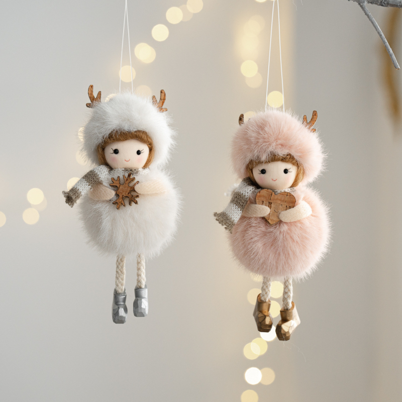 Плюшено ангелче за Коледно дърво – закачалка украса за дома, стил карикатура (Материал: плат; Марка: Yeno; Стил: карикатурен; Подходящ за: Коледа)