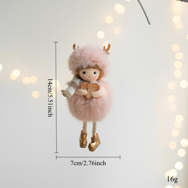 Плюшено ангелче за Коледно дърво – закачалка украса за дома, стил карикатура (Материал: плат; Марка: Yeno; Стил: карикатурен; Подходящ за: Коледа)