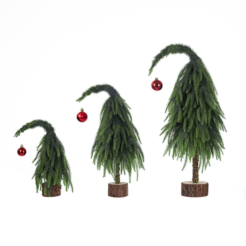 Šiaurės stiliaus Kalėdų eglutė su iškrypusiu kaklu - stalinis dekoras, PVC, Sintean/Xintean