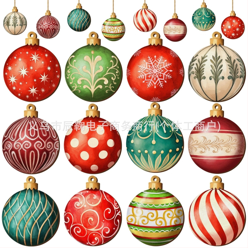 Дървен комплект коледни украси – висулки за украса на коледното дърво, за дом и офис, подарък за рожден ден или нов дом