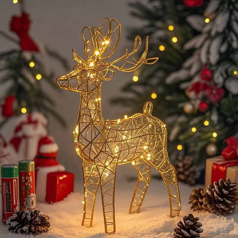 LT Dzelzs Ziemassvētku spīdīgais renis – vitrīnas un mājas dekors, gatavs dāvināšanai