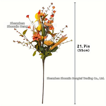 Plastikinis dirbtinis augalas ramunė dekoracija Padėkos Dienai, vestuvėms, lauko erdvėms, fotografijos rekvizitas, namų dekorui