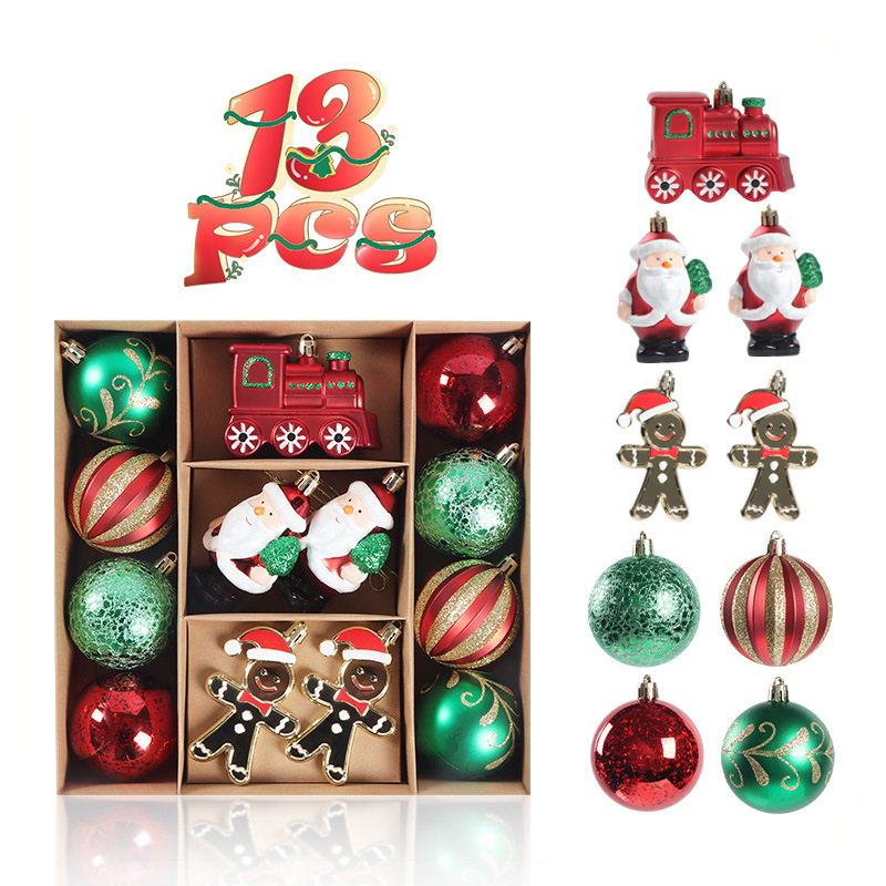 13 части комплект коледни висящи украси за елха; материал: пластмаса; покритие: електроплатиран боядисан финиш; стил: карикатура, модерен минимализъм, лукс; подходящ за украса на коледно дърво