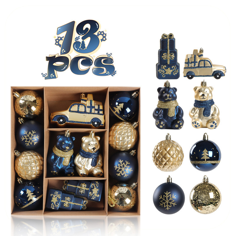 13 части комплект коледни висящи украси за елха; материал: пластмаса; покритие: електроплатиран боядисан финиш; стил: карикатура, модерен минимализъм, лукс; подходящ за украса на коледно дърво