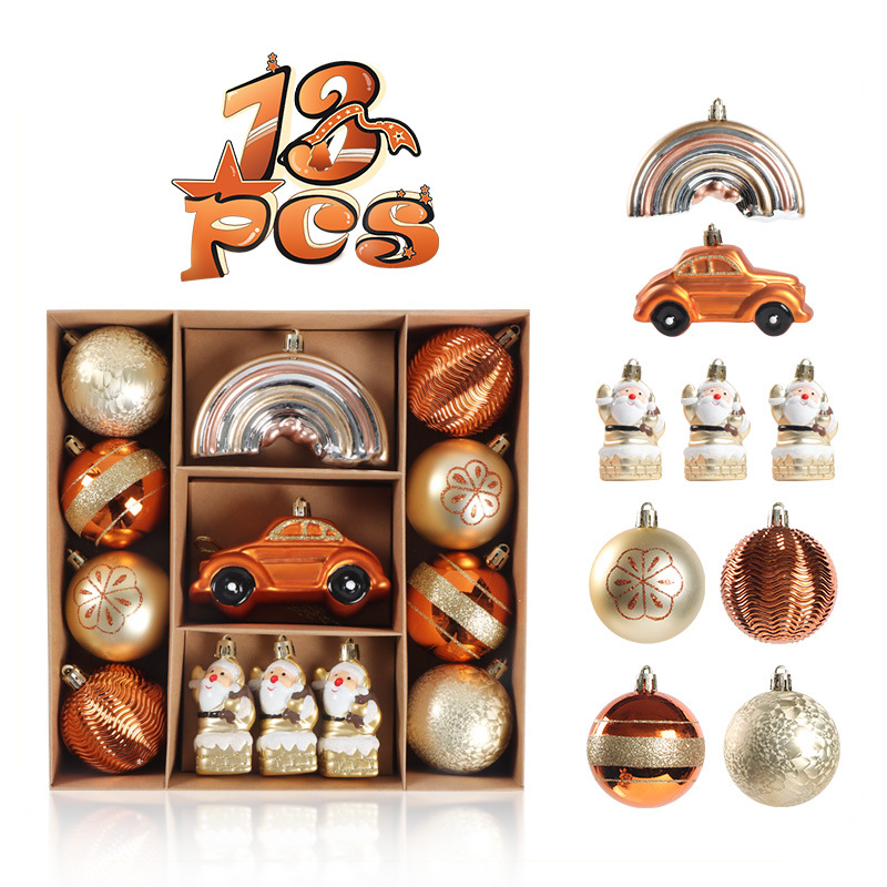 13 части комплект коледни висящи украси за елха; материал: пластмаса; покритие: електроплатиран боядисан финиш; стил: карикатура, модерен минимализъм, лукс; подходящ за украса на коледно дърво