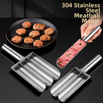 Wogang trijų dalių 304 nerūdijančio plieno mėsos rutuliukų gaminimo rinkinys namų naudojimui; formos žuvų rutuliukams, krevetėms ir ryžių rutuliukams; modernus minimalistinis dizainas; išleistas 2023