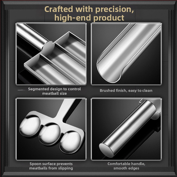 Wogang trijų dalių 304 nerūdijančio plieno mėsos rutuliukų gaminimo rinkinys namų naudojimui; formos žuvų rutuliukams, krevetėms ir ryžių rutuliukams; modernus minimalistinis dizainas; išleistas 2023