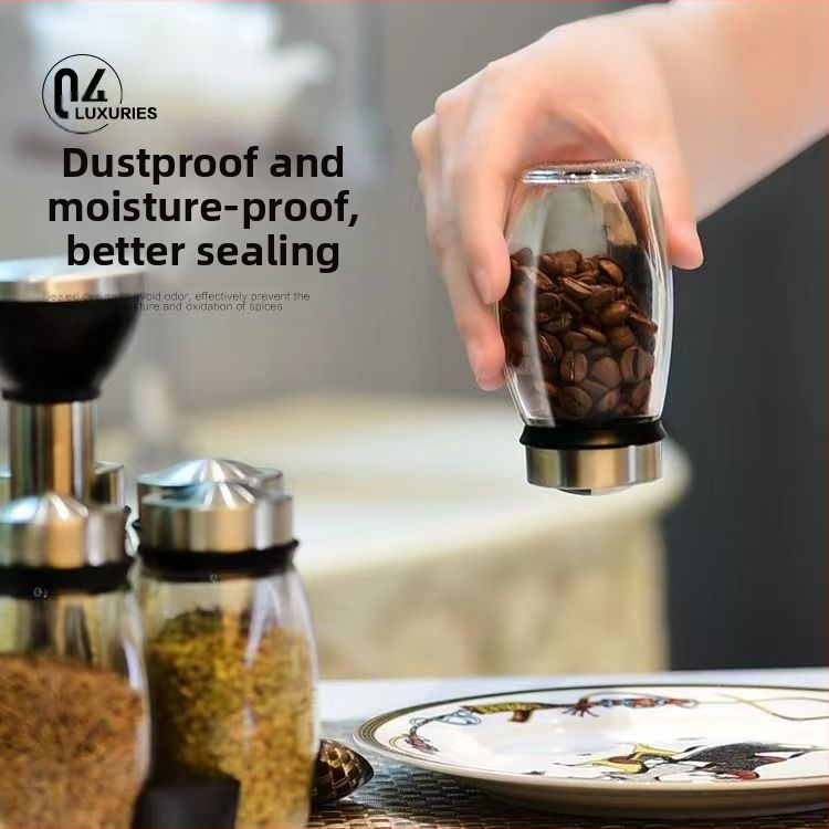 Стъклен комплект съдове за подправки – запечатани влагозащитени буркани за твърди подправки (за барбекю) – Chang Yang Glass