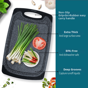 Σετ τριών πλαστικών σανίδων κοπής με μαρμάρινο σχέδιο, διπλής όψης, αντιολισθητικές, παχύτερες, κατασκευασμένες από PP+καουτσούκ πλαστικό