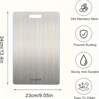 Διπλής όψεως σανίδα κοπής από ανοξείδωτο χάλυβα 316, αντιβακτηριακή και ανθεκτική στη μούχλα, για οικιακή κουζίνα