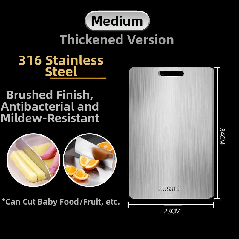 Διπλής όψεως σανίδα κοπής από ανοξείδωτο χάλυβα 316, αντιβακτηριακή και ανθεκτική στη μούχλα, για οικιακή κουζίνα