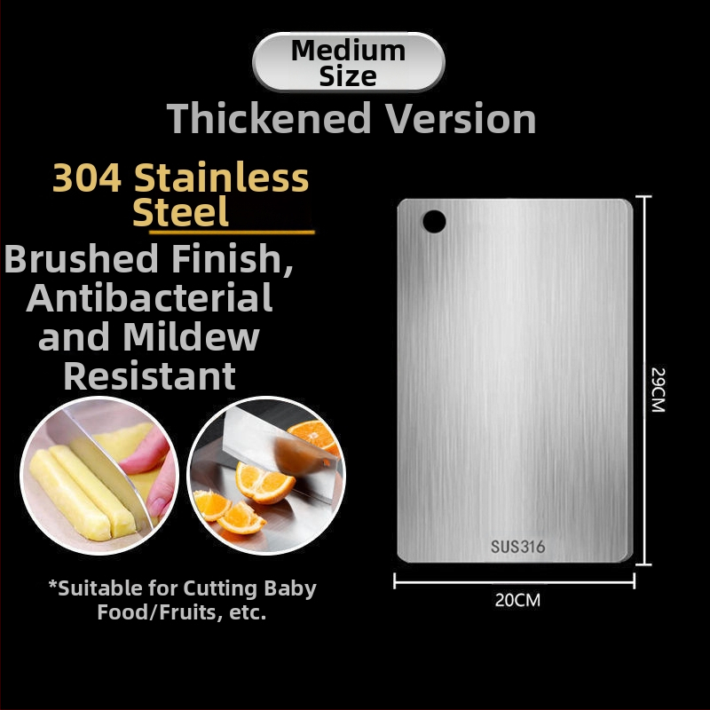 Διπλής όψεως σανίδα κοπής από ανοξείδωτο χάλυβα 316, αντιβακτηριακή και ανθεκτική στη μούχλα, για οικιακή κουζίνα