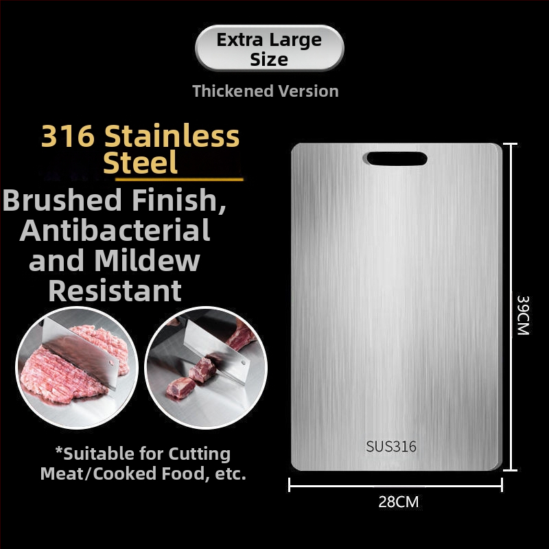 Διπλής όψεως σανίδα κοπής από ανοξείδωτο χάλυβα 316, αντιβακτηριακή και ανθεκτική στη μούχλα, για οικιακή κουζίνα
