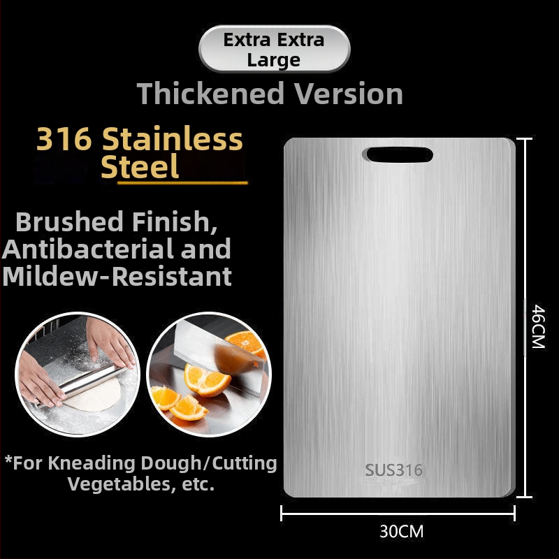Διπλής όψεως σανίδα κοπής από ανοξείδωτο χάλυβα 316, αντιβακτηριακή και ανθεκτική στη μούχλα, για οικιακή κουζίνα