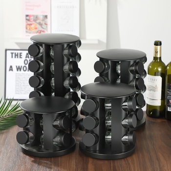 Ράφι μπαχαρικών για επιτραπέζιο με περιστρεφόμενη βάση 360°, χωρίς τρύπες; υλικά: 430 ανοξείδωτος χάλυβας και PP πλαστικό, κατάλληλο για τρόφιμα