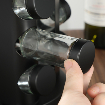 Ράφι μπαχαρικών για επιτραπέζιο με περιστρεφόμενη βάση 360°, χωρίς τρύπες; υλικά: 430 ανοξείδωτος χάλυβας και PP πλαστικό, κατάλληλο για τρόφιμα