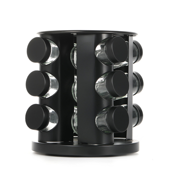 Ράφι μπαχαρικών για επιτραπέζιο με περιστρεφόμενη βάση 360°, χωρίς τρύπες; υλικά: 430 ανοξείδωτος χάλυβας και PP πλαστικό, κατάλληλο για τρόφιμα