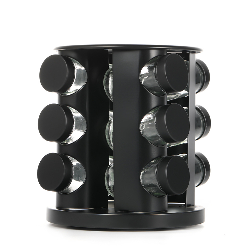 Ράφι μπαχαρικών για επιτραπέζιο με περιστρεφόμενη βάση 360°, χωρίς τρύπες; υλικά: 430 ανοξείδωτος χάλυβας και PP πλαστικό, κατάλληλο για τρόφιμα