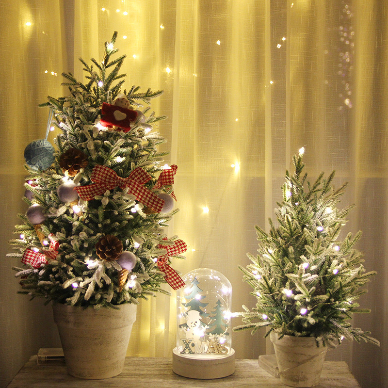 Mini Kalėdų eglutės papuošalas, purškiamas sniegas, šviesinantis, PVC, Skandinavijos stilius, vitrinos ir stalo dekoras