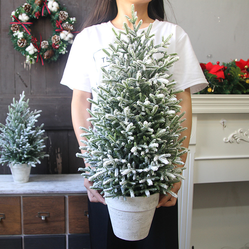 Mini Kalėdų eglutės papuošalas, purškiamas sniegas, šviesinantis, PVC, Skandinavijos stilius, vitrinos ir stalo dekoras