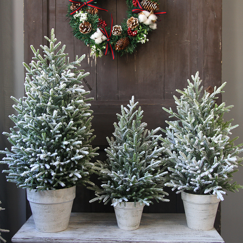 Mini Kalėdų eglutės papuošalas, purškiamas sniegas, šviesinantis, PVC, Skandinavijos stilius, vitrinos ir stalo dekoras