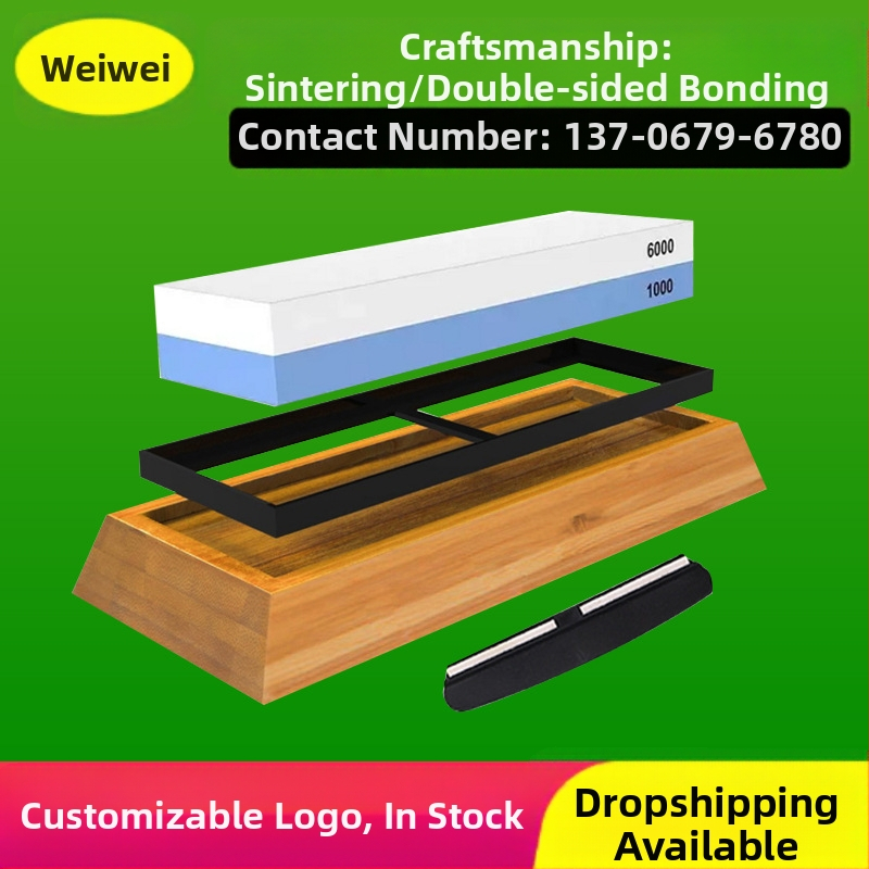 Wt1060 Шлайф камък от корунд, 1000/6000 зърна, правоъгълен, двустранен с база, персонализируем