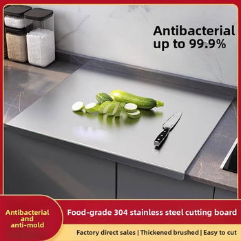 Σανίδα Κοπής από Ανοξείδωτο Ατσάλι 304, Αντιβακτηριακή, Επιφάνεια Ζύμωσης και Κυλίνδρωσης για Ζύμη και Φρούτα
