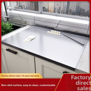 Σανίδα Κοπής από Ανοξείδωτο Ατσάλι 304, Αντιβακτηριακή, Επιφάνεια Ζύμωσης και Κυλίνδρωσης για Ζύμη και Φρούτα