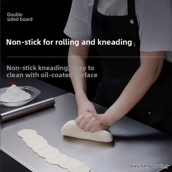 Σανίδα Κοπής από Ανοξείδωτο Ατσάλι 304, Αντιβακτηριακή, Επιφάνεια Ζύμωσης και Κυλίνδρωσης για Ζύμη και Φρούτα