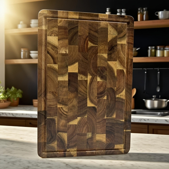 Ξύλινος δίσκος κοπής από ακακία για κουζίνα, οικιακή χρήση, στυλ αντίκα/ρετρό, κυκλοφόρησε το 2025