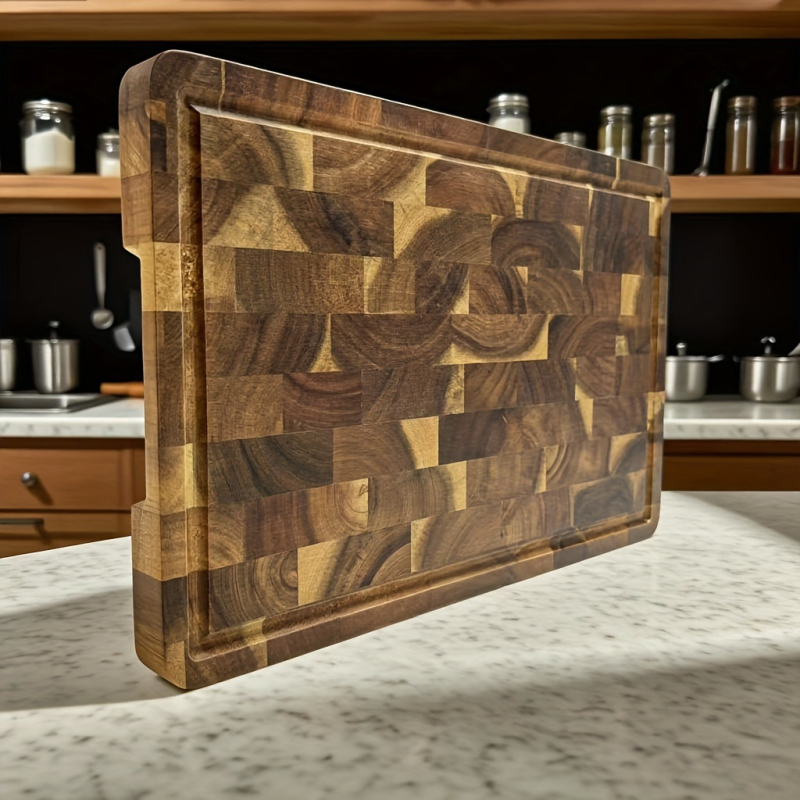 Ξύλινος δίσκος κοπής από ακακία για κουζίνα, οικιακή χρήση, στυλ αντίκα/ρετρό, κυκλοφόρησε το 2025