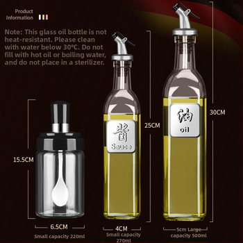 Γυάλινο δοχείο λαδιού με αυτόματη λειτουργία καπακιού – διαρροή-προστατευμένο δοχείο καρυκεύματος κουζίνας