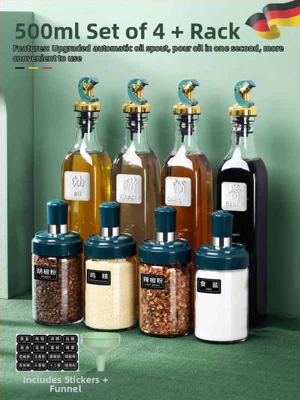 Üvegből készült olajtartó automatikus zárófedelekkel – szivárgásmentes fűszertartó a konyhához