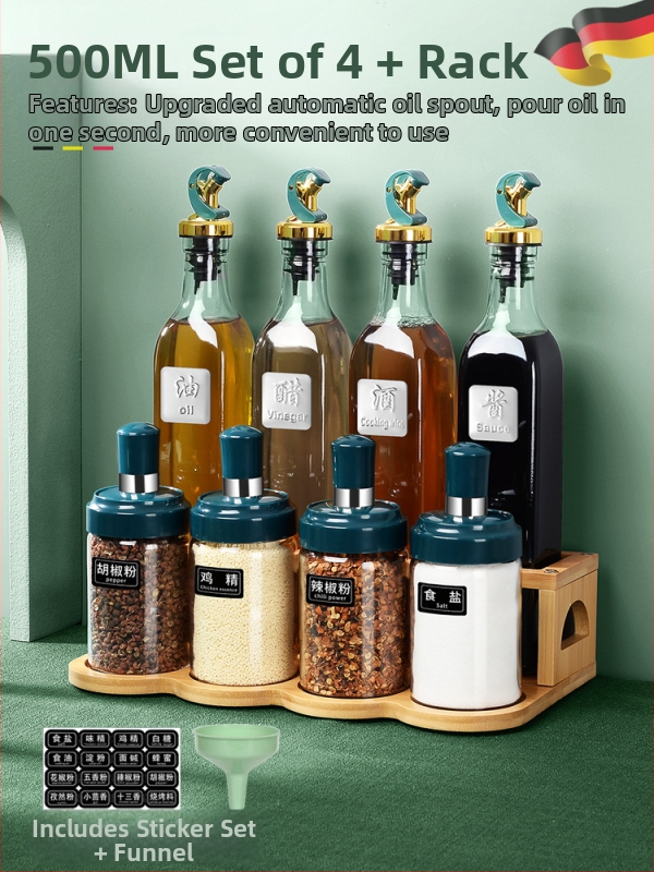 Üvegből készült olajtartó automatikus zárófedelekkel – szivárgásmentes fűszertartó a konyhához