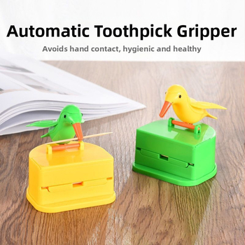 Κουτί οδοντογλυφίδων με αυτόματο μηχανισμό πίεσης, χαριτωμένος σχεδιασμός με πουλί, πλαστικό υλικό, ιαπωνικό στυλ