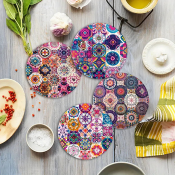 Ξύλινο σετ σερβιρισμάτων τραπεζιού, 4 τεμάχια, ανθεκτικό στη θερμότητα, αντιολισθητικό, εύκολο στον καθαρισμό