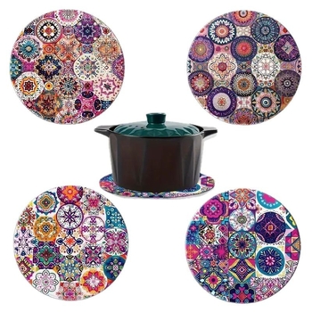 Ξύλινο σετ σερβιρισμάτων τραπεζιού, 4 τεμάχια, ανθεκτικό στη θερμότητα, αντιολισθητικό, εύκολο στον καθαρισμό