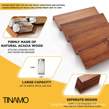 Ράφι μπαχαρικών από ξύλο και μπαμπού, 4 επιπέδων — επιτραπέζιο αποθηκευτικό, χωρίς εγκατάσταση, μοντέρνο μινιμαλιστικό στυλ