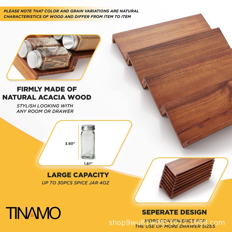 Raft pentru condimente din lemn și bambus, 4 etaje — depozitare pe birou, fără instalație, stil modern minimalist