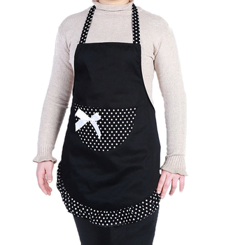 Șorț de bucătărie, stil coreean, cu model punctat și funda, fără mâneci, din poliester