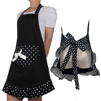 Ποδιά κουζίνας κορεατικού στυλ, με σχέδιο πουά με φιόγκο, χωρίς μανίκια, πολυεστέρας