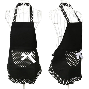 Ποδιά κουζίνας κορεατικού στυλ, με σχέδιο πουά με φιόγκο, χωρίς μανίκια, πολυεστέρας