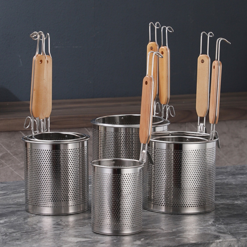 Nerūdijančio plieno kepimo krepšelis ir makaronų sietelis – neslidus, apsauga nuo nudegimų, modernus paprastas stilius