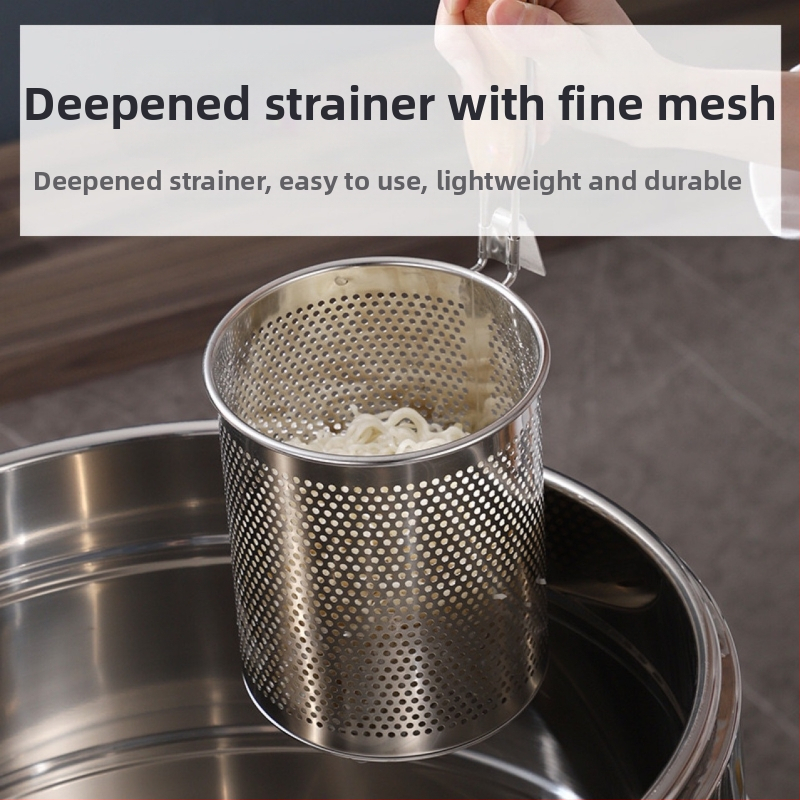 Стоманена кошница за пържене и цедка за нудели – антихлъзгаща се, защита срещу изгаряния, модерен стил